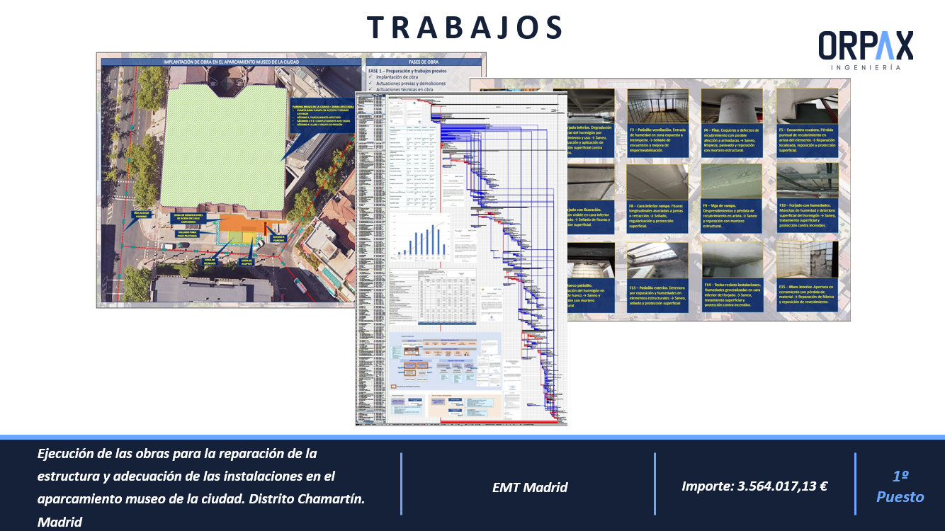 Ejecución de las obras para la reparación de la estructura y adecuación de las instalaciones en el aparcamiento museo de la ciudad. Distrito Chamartín. Madrid